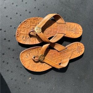 Tory Burch Tan Sandals with Logo Accent